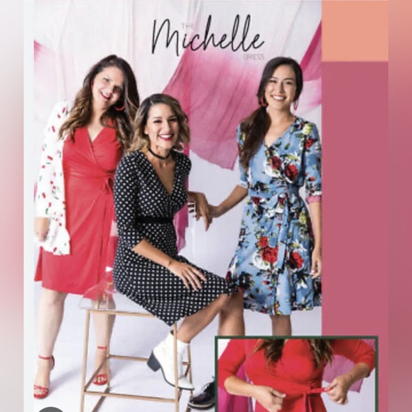 Lularoe Michelle Wrap Style Dress in Green & Pink Stripe Print Size XL - Picture 6 of 7